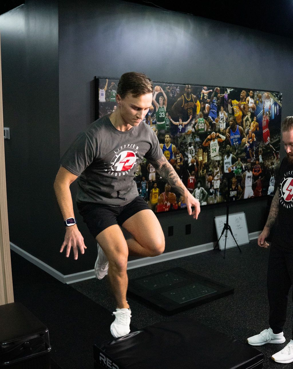 Athlete performing a cutting drill during return-to-sport testing.